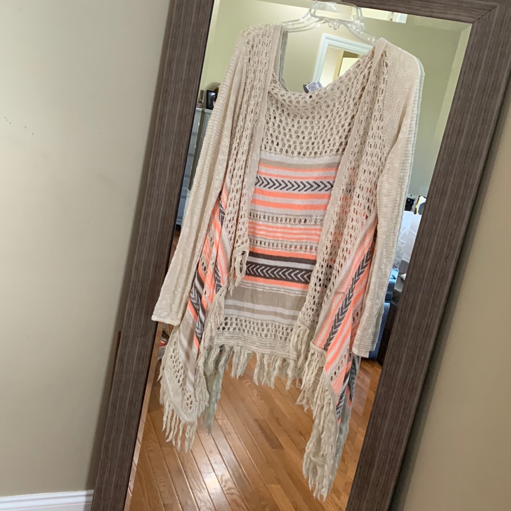 Boho, loose knit, summer cardigan. Size S. Brand Vanity